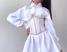 Комплект: платье-рубашка с прозрачным бельевым корсетом на шнуровке  Комплект: платье-рубашка с прозрачным бельевым корсетом на шнуровке  | PUSHKA SHOP