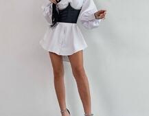 Приталена сукня-сорочка+корсет, декорований стразами Приталена сукня-сорочка+корсет, декорований стразами | PUSHKA SHOP