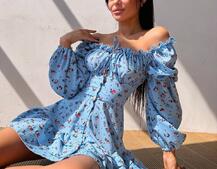 Сукня з квітковим принтом з воланами на ґудзиках  Сукня з квітковим принтом з воланами на ґудзиках  | PUSHKA SHOP