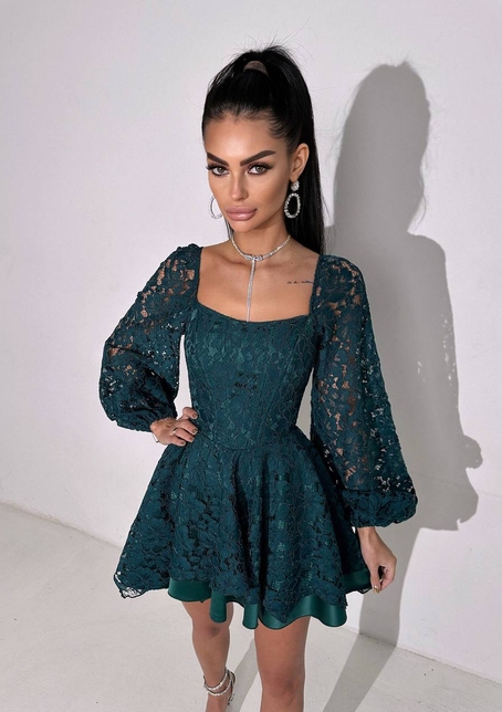 Мереживна сукня з корсетним верхом та пишною подвійною спідницею  | PUSHKA SHOP