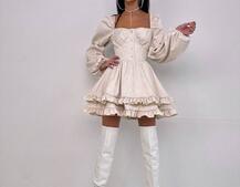 Корсетна сукня  з пишною подвійною спідницею та рюшами  Корсетна сукня  з пишною подвійною спідницею та рюшами  | PUSHKA SHOP