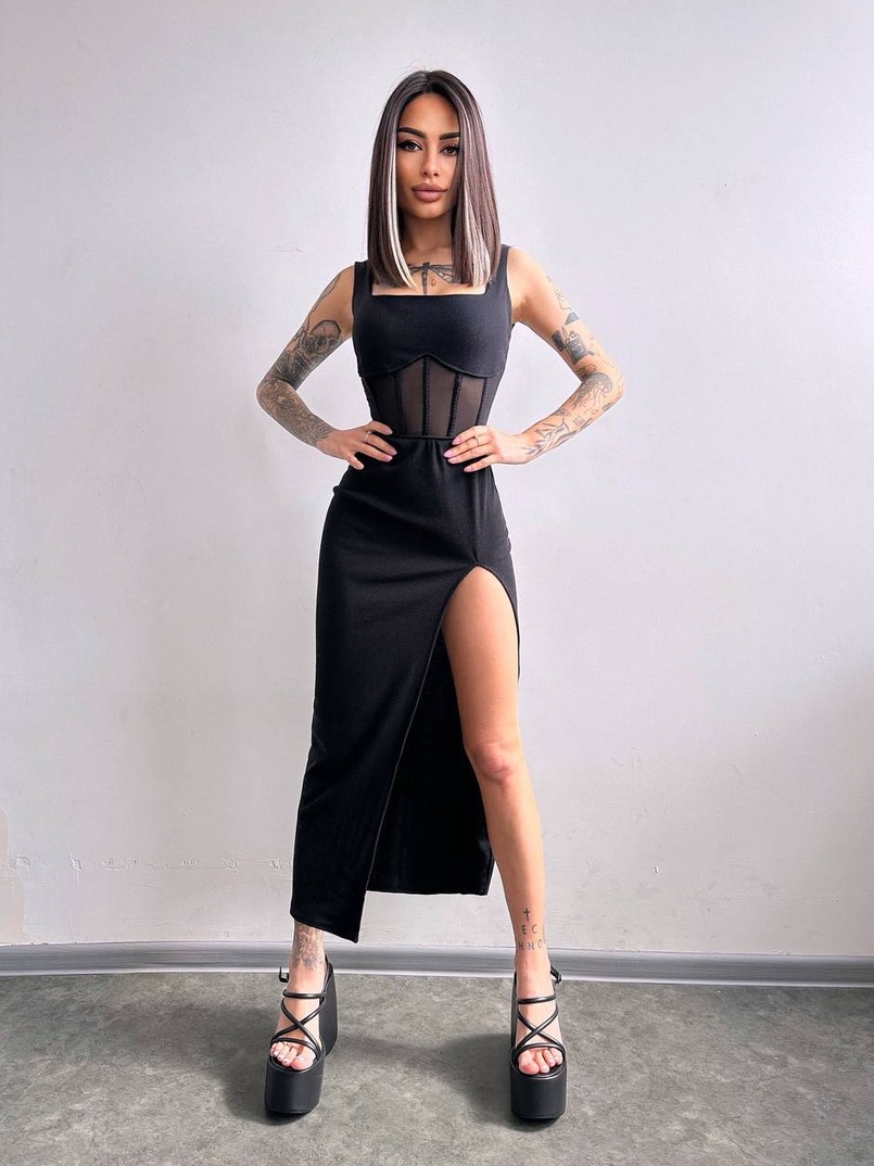 Сукня-міді  з елементами корсету   Сукня-міді  з елементами корсету   | PUSHKA SHOP