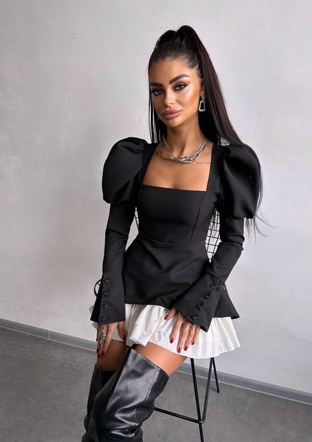 Сукня з об'ємними рукавами + спідниця з воланами | PUSHKA SHOP