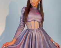 Приталена блискуча сукня з корсетною вставкою та пишною спідницею-сонцем Приталена блискуча сукня з корсетною вставкою та пишною спідницею-сонцем | PUSHKA SHOP