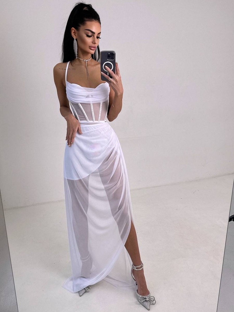 Комплект: корсет декорований стразами + спідниця максі  Комплект: корсет декорований стразами + спідниця максі  | PUSHKA SHOP