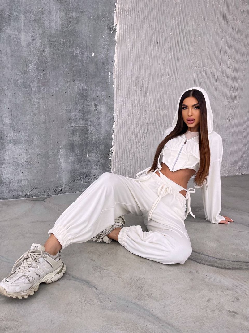 Велюровий комплект: кофта з корсетними елементами + джогери з імітацією трусиків | PUSHKA SHOP