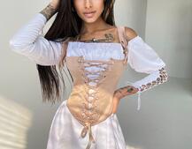 Шелковое платье + атласный корсет на шнуровке | PUSHKA SHOP