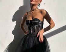 Комплект: корсет бюстьє декорований стразами + пишна спідниця максі  Ручна робота  | PUSHKA SHOP