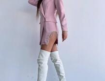 Приталена сукня-піджак, декорована бахромою зі страз Приталена сукня-піджак, декорована бахромою зі страз | PUSHKA SHOP