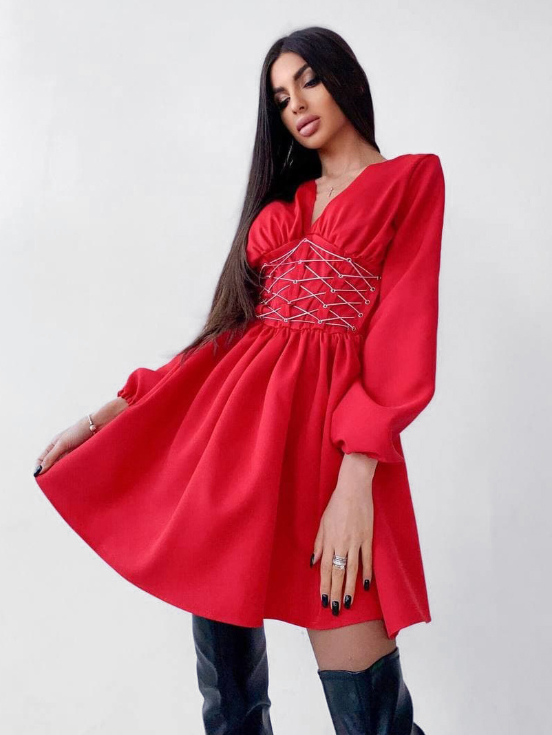 Платье с корсетной вставкой и пышной юбкой   Платье с корсетной вставкой и пышной юбкой   | PUSHKA SHOP