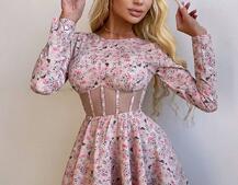 Корсетна сукня з пишною спідницею в квітковий Принт  Корсетна сукня з пишною спідницею в квітковий Принт  | PUSHKA SHOP