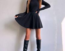 Трикотажна сукня міні із спідницею сонцем     | PUSHKA SHOP