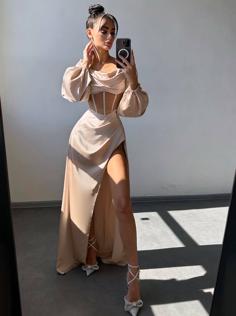 Комплект: корсет, декорований стразами   + спідниця максі з драпіруванням  Комплект: корсет, декорований стразами   + спідниця максі з драпіруванням  | PUSHKA SHOP