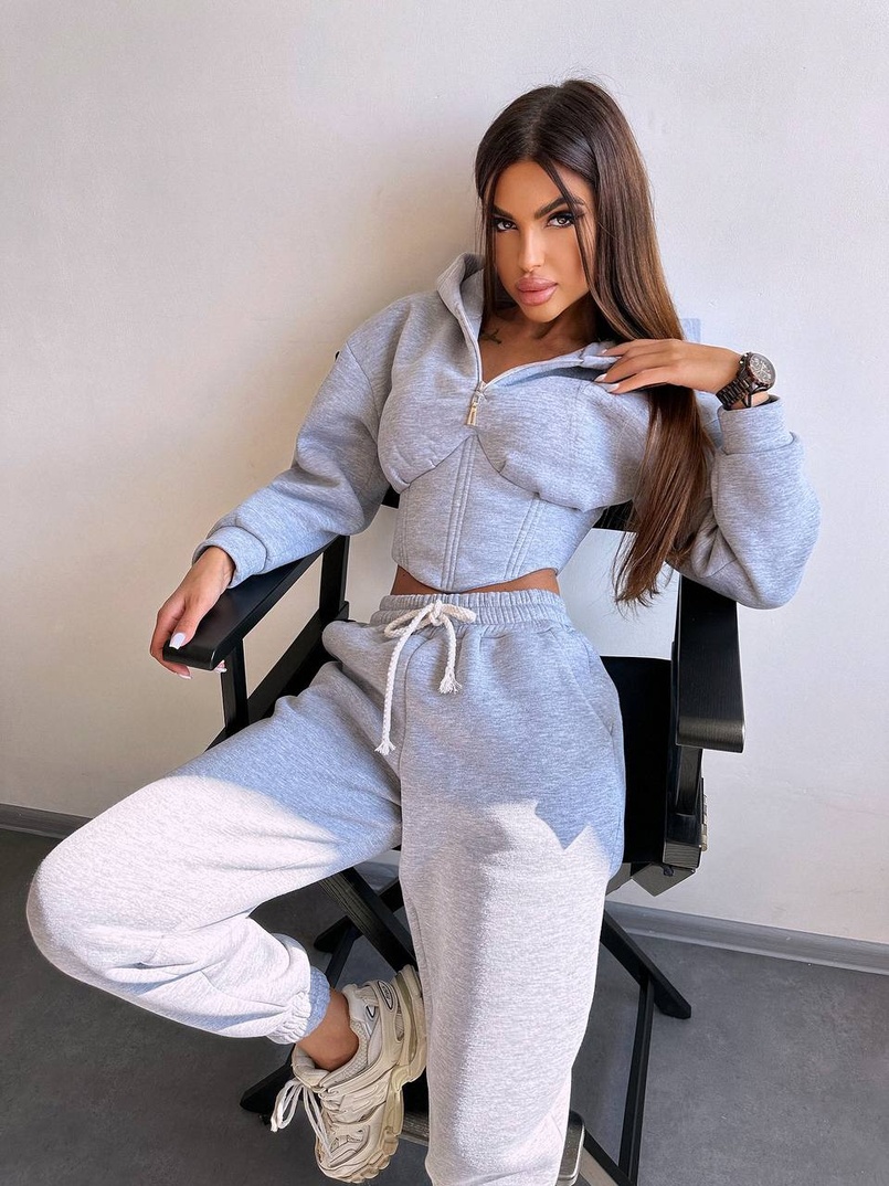 Комплект на флісі : худі з елементами корсету + штани  Комплект на флісі : худі з елементами корсету + штани  | PUSHKA SHOP