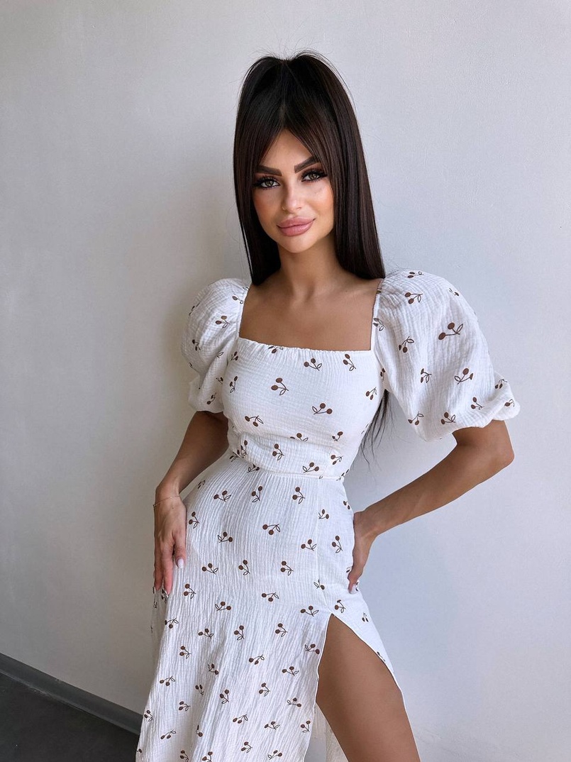 Сукня -міді зі шнурівкою на спинці та розрізом на ніжці з принтом  Сукня -міді зі шнурівкою на спинці та розрізом на ніжці з принтом  | PUSHKA SHOP