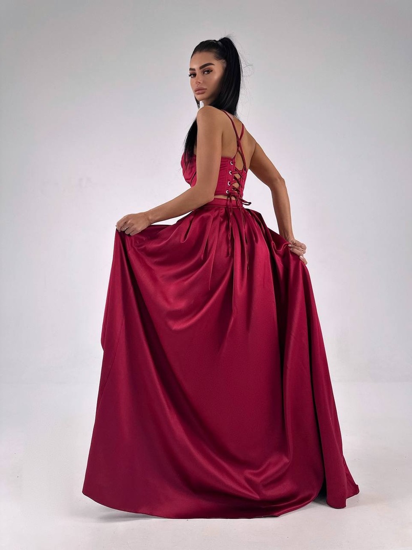 Атласний комплект: корсет + спідниця максі  | PUSHKA SHOP