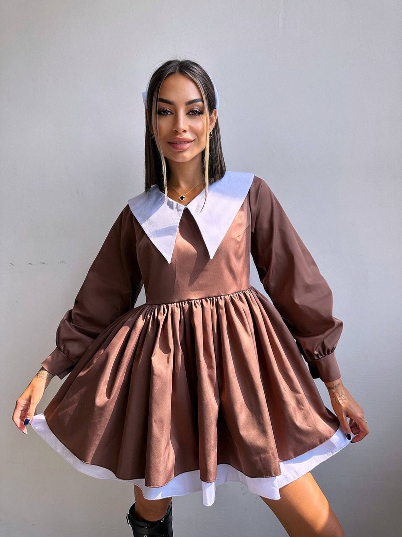 Котонова сукня з комірцем + бант  Котонова сукня з комірцем + бант  | PUSHKA SHOP