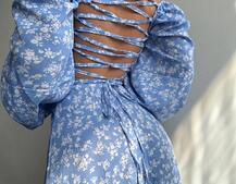 Улюблена сукня-міді зі шнурівкою на спинці та розрізом на ніжці | PUSHKA SHOP