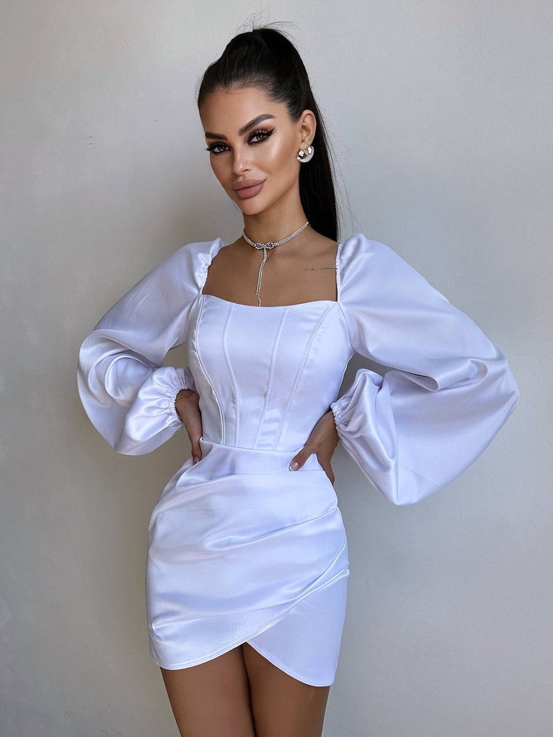 Атласний  комплект: корсет + спідниця з драпіруванням | PUSHKA SHOP