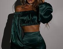 Атласний комплект, декорований стразами Ручна робота, прикраса пришита  Атласний комплект, декорований стразами Ручна робота, прикраса пришита  | PUSHKA SHOP