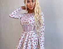 Корсетна сукня з пишною спідницею в квітковий Принт  | PUSHKA SHOP