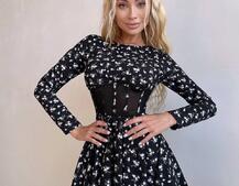 Корсетна сукня з пишною спідницею в квітковий Принт  | PUSHKA SHOP