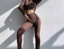 Комплект: топ зі шнурівкою на грудях + легінси Комплект: топ зі шнурівкою на грудях + легінси | PUSHKA SHOP