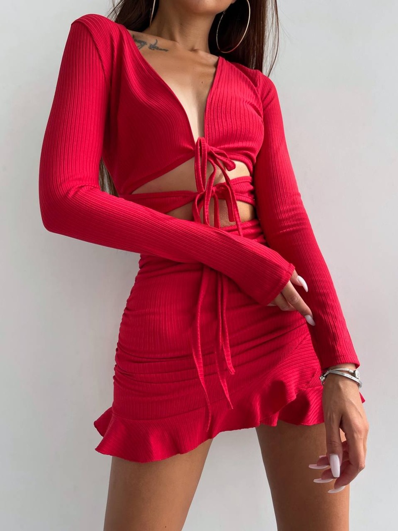 Трикотажна сукня з присбореною спідницею Трикотажна сукня з присбореною спідницею | PUSHKA SHOP