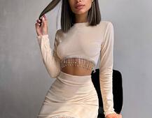 Оксамитовий комплект, декорований бахромою зі страз | PUSHKA SHOP