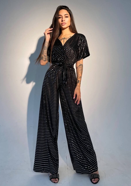 Бархатный комбинезон с голографическими блестками  Бархатный комбинезон с голографическими блестками  | PUSHKA SHOP