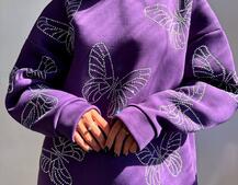 Трендове худі over size із сяючими стразами  | PUSHKA SHOP