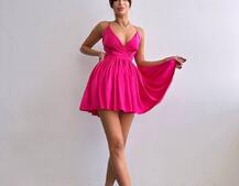 Шовкова сукня з пишною спідницею та шнурівкою на спинці | PUSHKA SHOP