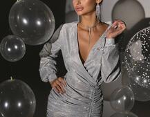 Сяюча сукня міні із завʼязкою на ніжці Сяюча сукня міні із завʼязкою на ніжці | PUSHKA SHOP