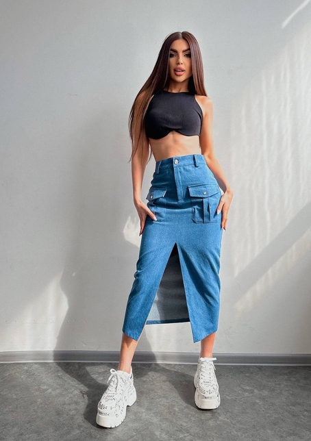 Комплект: джинсова спідниця  + топ з філіжанками  | PUSHKA SHOP