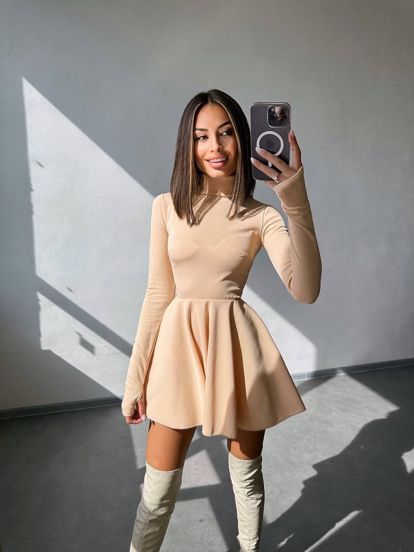 Сукня міні зі спідницею-сонцем  | PUSHKA SHOP