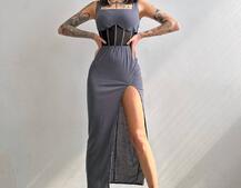 Сукня-міді  з елементами корсету   | PUSHKA SHOP