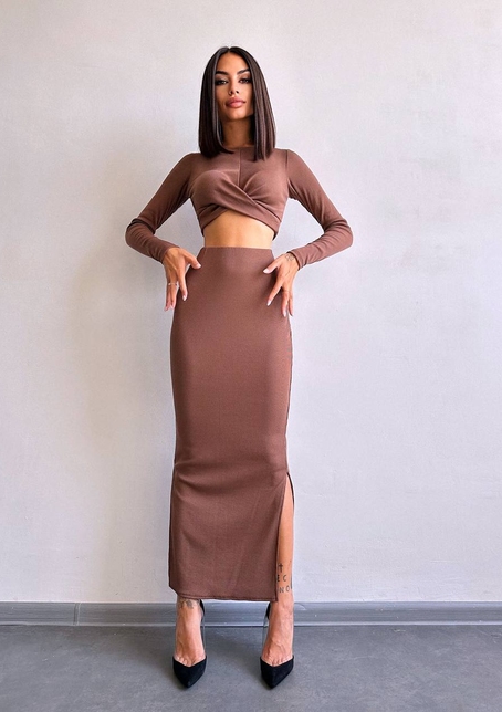 Комплект: топ + спідниця с розрізами  | PUSHKA SHOP