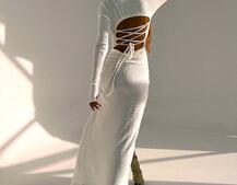 Трикотажна сукня міді зі шнурівкою на спинці | PUSHKA SHOP