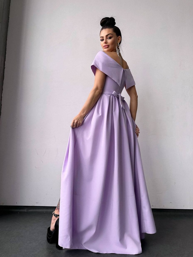 Сукня максі  з відкритими плечима та розрізом на спідниці | PUSHKA SHOP