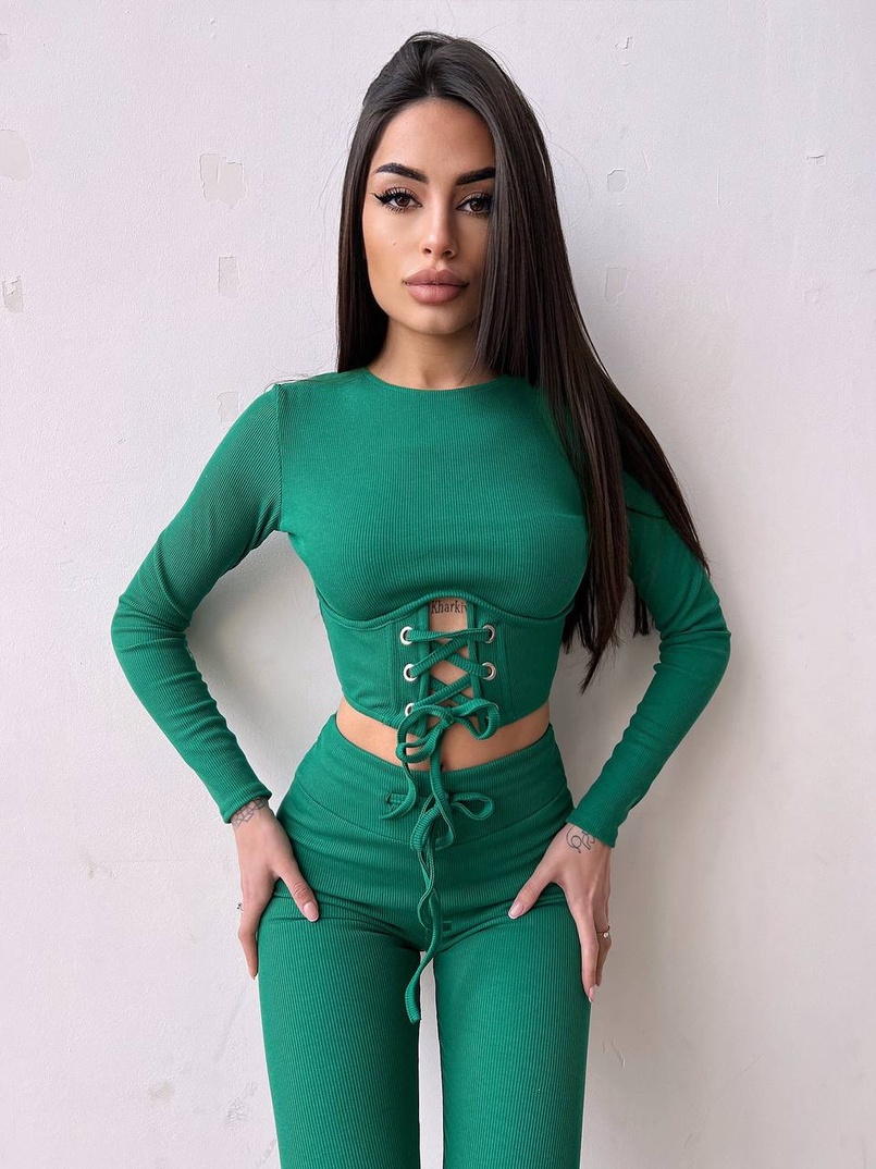 Трикотажний комплект: корсетний топ + легінси Трикотажний комплект: корсетний топ + легінси | PUSHKA SHOP