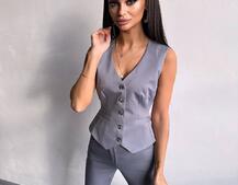 Костюм: піджак на підкладці, штани кльош+ жилет  Костюм: піджак на підкладці, штани кльош+ жилет  | PUSHKA SHOP