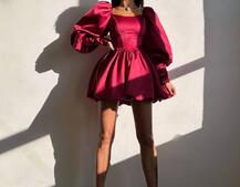 Сукня з обʼємними рукавами та спідницею балоном  Сукня з обʼємними рукавами та спідницею балоном  | PUSHKA SHOP