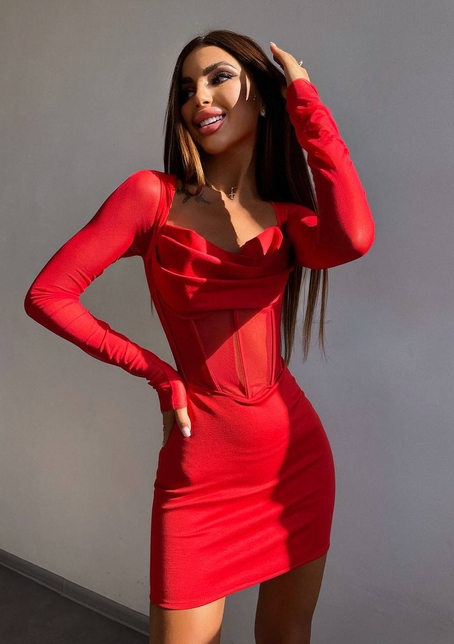 Сукня міні з філіжанками та елементами корсету  | PUSHKA SHOP