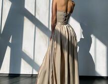 Комплект: корсет-бюстьє , декорований стразами  + спідниця максі з розрізом   Ручна робота  | PUSHKA SHOP