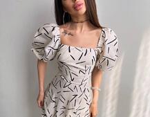 Сукня -міді зі шнурівкою на спинці та розрізом на ніжці Сукня -міді зі шнурівкою на спинці та розрізом на ніжці | PUSHKA SHOP