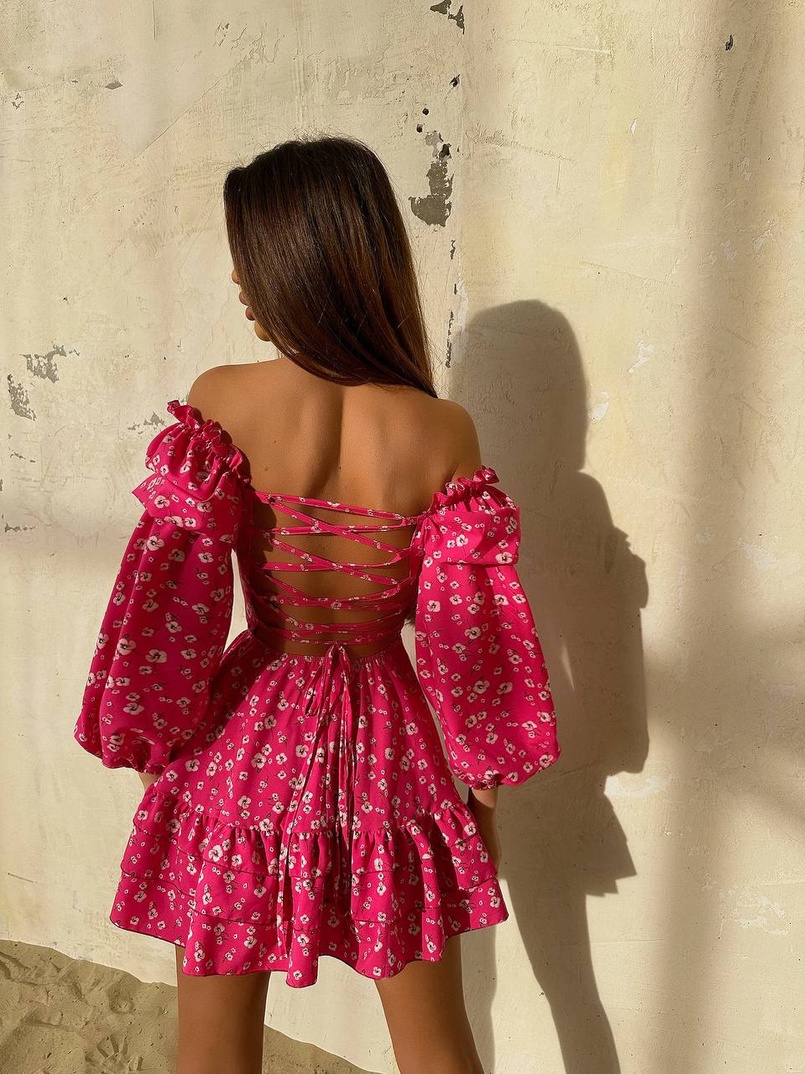 Сукня з воланами та шнурівкою  по спинці Сукня з воланами та шнурівкою  по спинці | PUSHKA SHOP