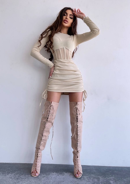 Сукня-міні  з елементами корсету  Довжину спідниці можна регулювати  | PUSHKA SHOP