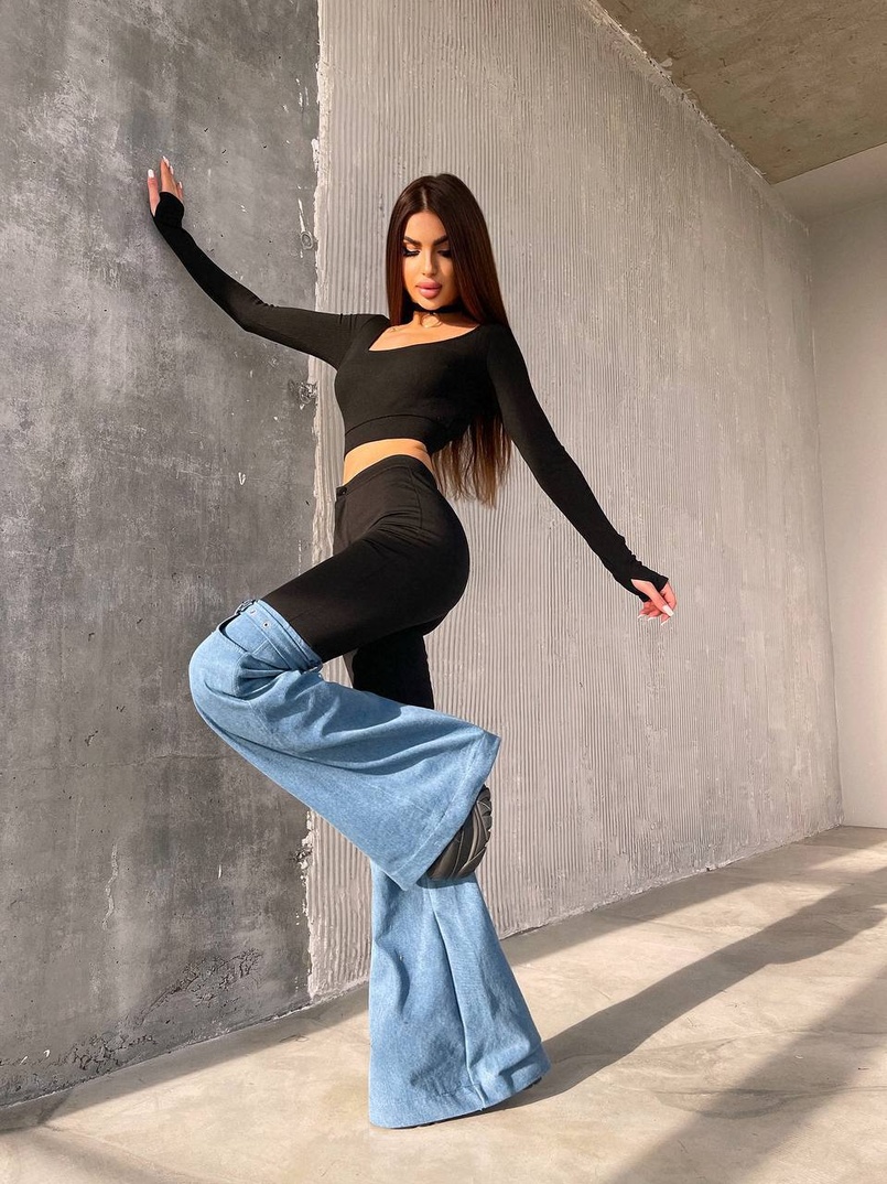 Штани-кльош  з металевими застібками   Штани-кльош  з металевими застібками   | PUSHKA SHOP