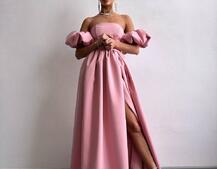 Сукня максі  з розрізом на спідниці та об’ємними рукавами  Сукня максі  з розрізом на спідниці та об’ємними рукавами  | PUSHKA SHOP