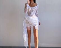 Мереживна сукня міні зі шлейфом Мереживна сукня міні зі шлейфом | PUSHKA SHOP